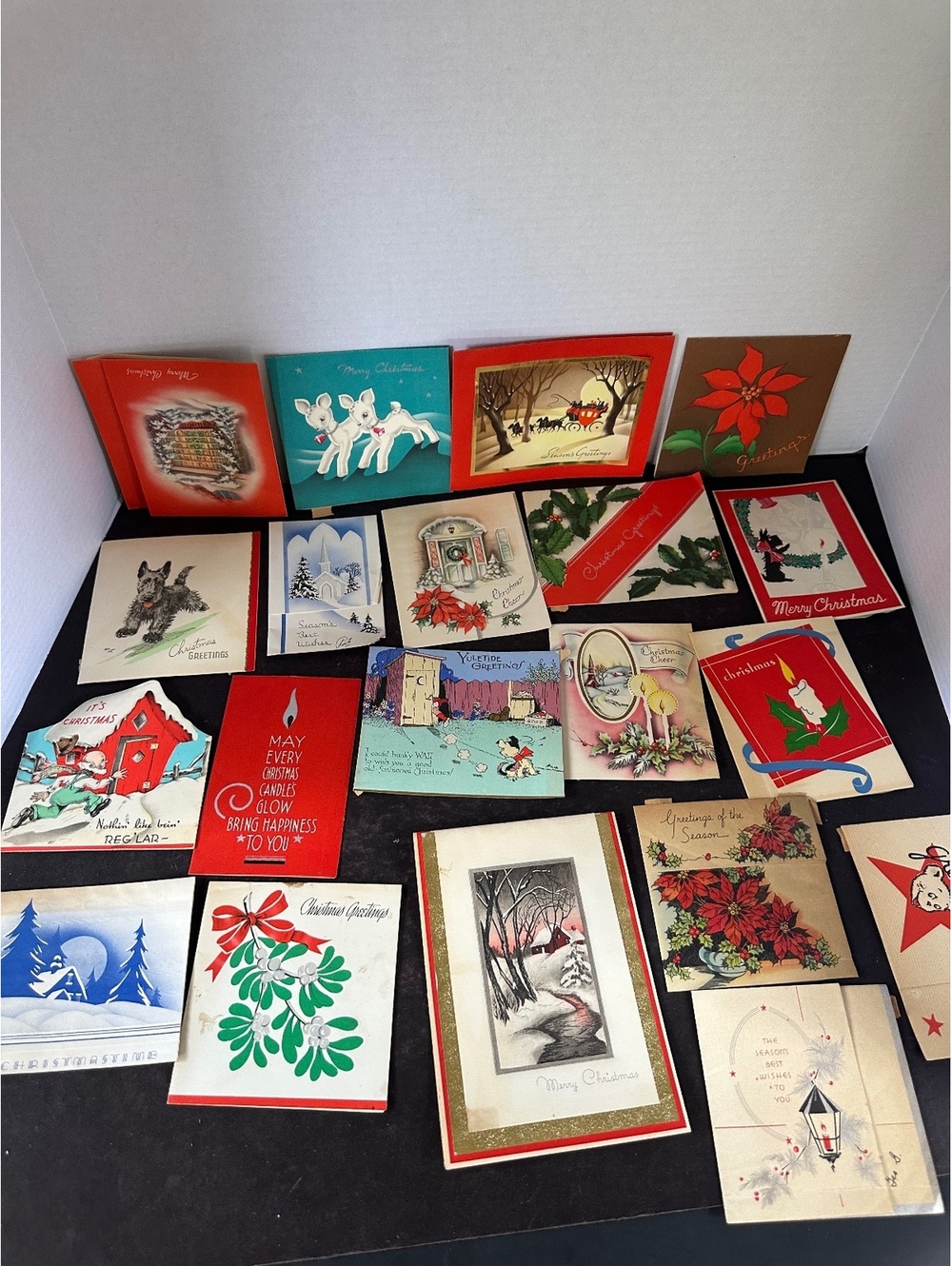 20 vintage Christmas greeting cards 1940s 1950s holiday ephemera lot
